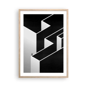 Poster in light oak frame - Solitude at the Top - 50x70 cm