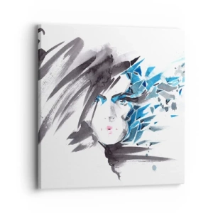 Canvas picture - Sensual Portrait in Grey and Blue - 40x40 cm