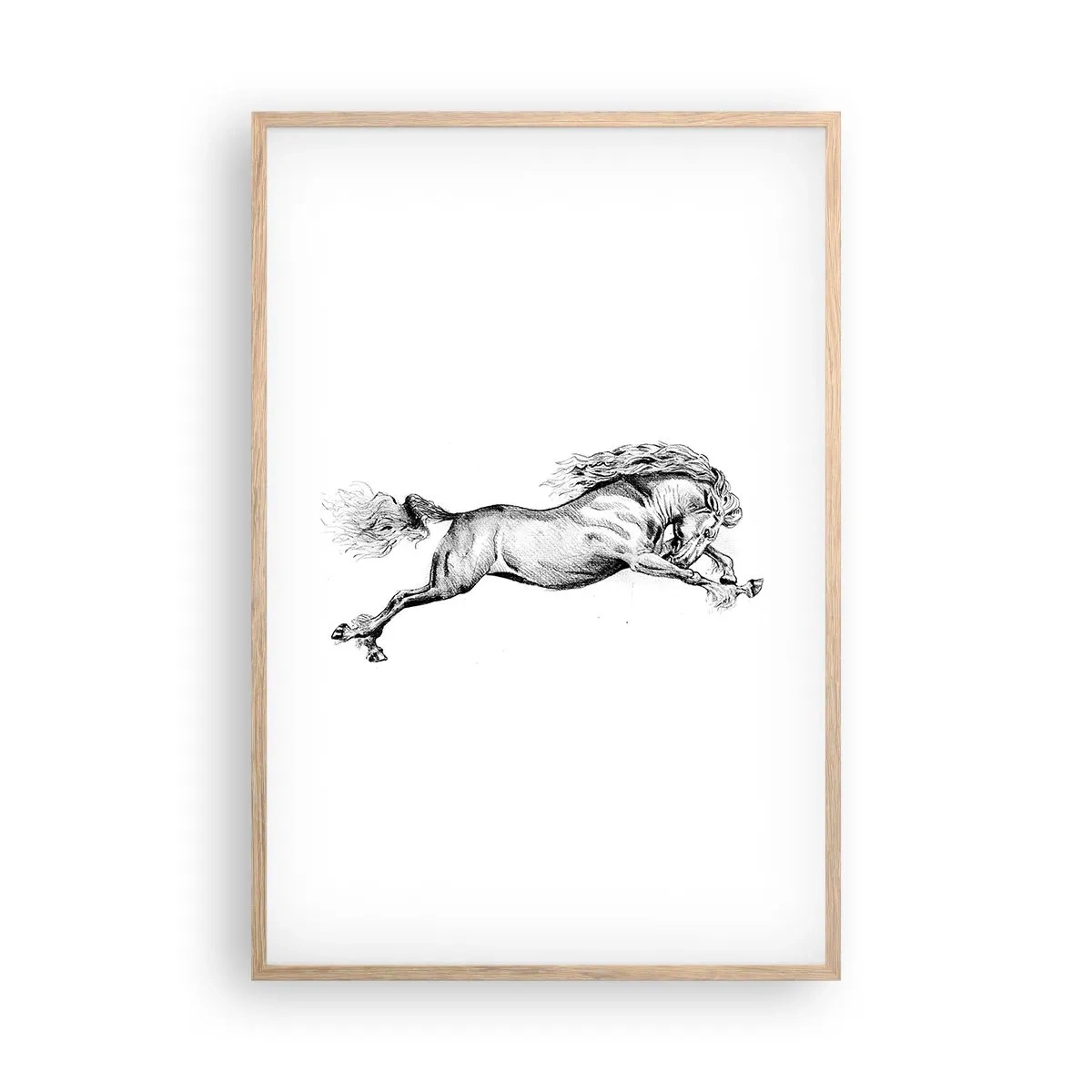 Poster in light oak frame - Stopped at a Gallop - 61x91 cm