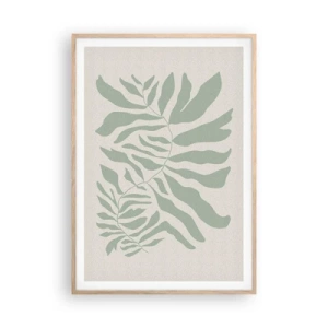 Poster in light oak frame - Emerald Branch - 70x100 cm