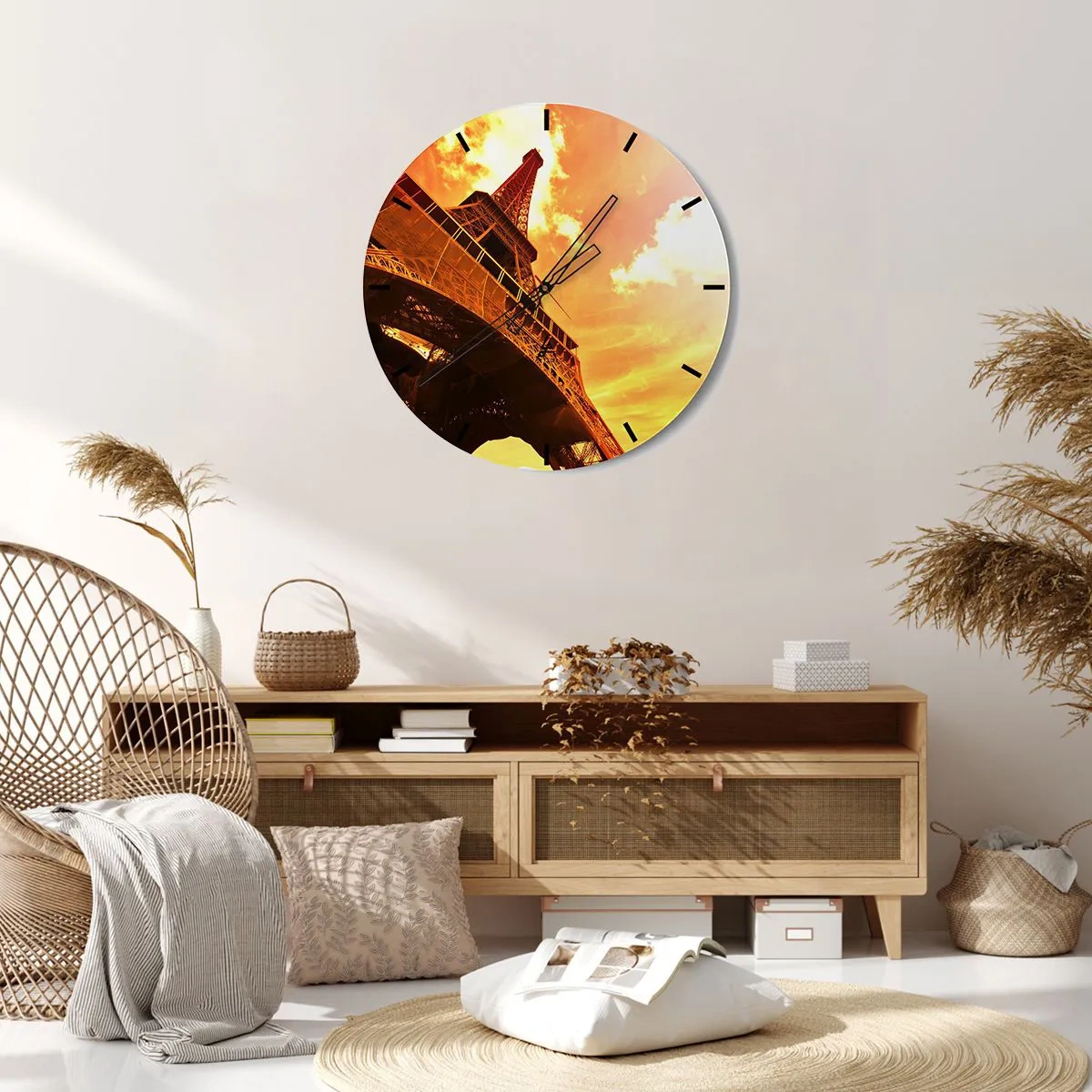 Wall clock - Clock on glass - Monumental because Gilded by the Sun - 30x30 cm