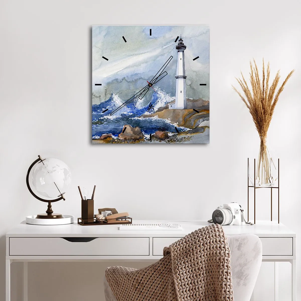 Wall clock - Clock on glass - Against Darkness and Storm - 30x30 cm