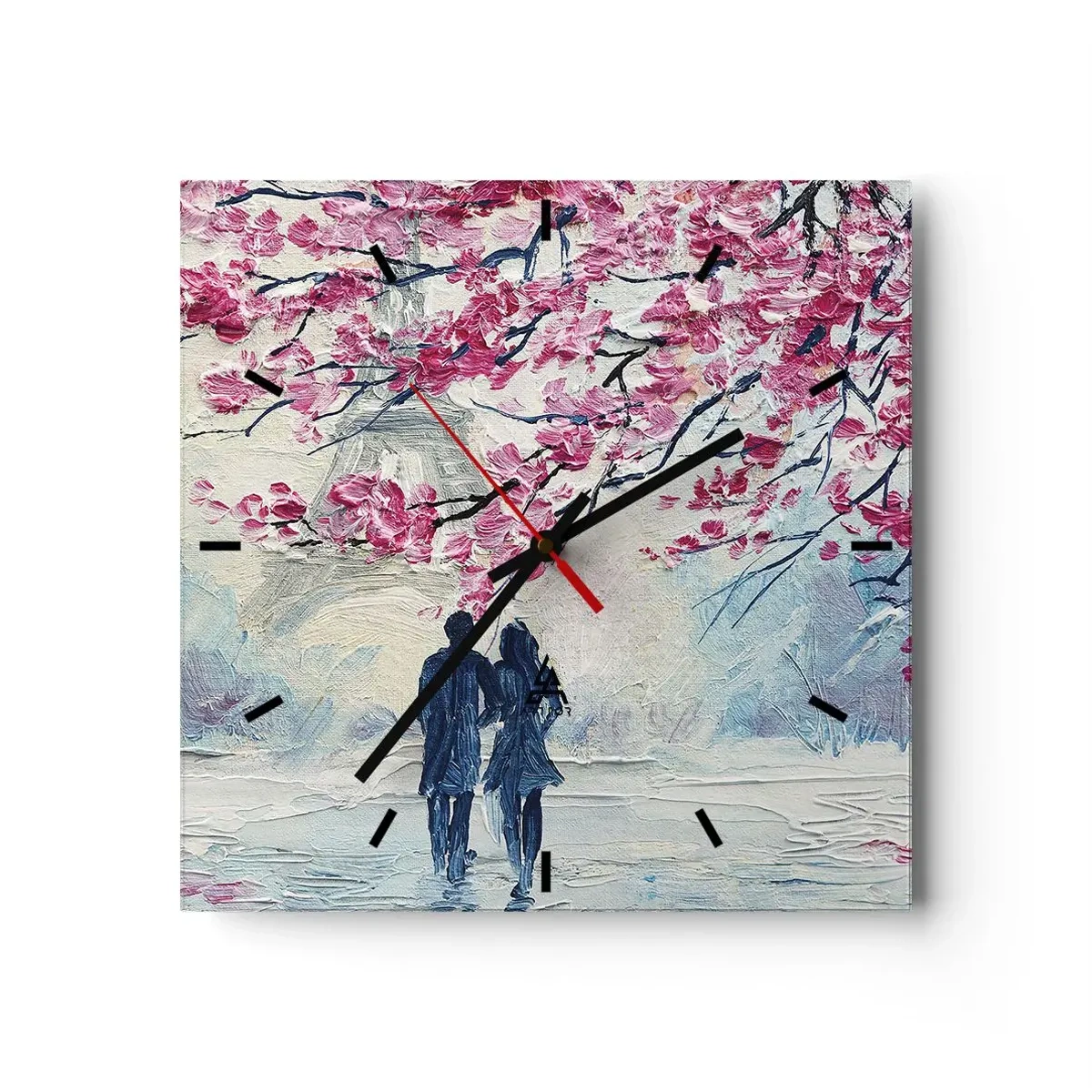 Wall clock - Clock on glass - Romantic Walk - 40x40 cm