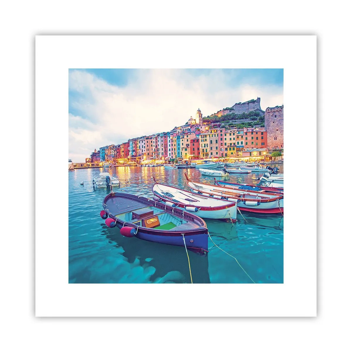 Poster - Colourful Evening in a Port - 30x30 cm
