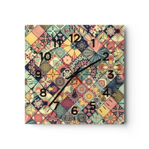 Wall clock - Clock on glass - Moroccan Style - 30x30 cm