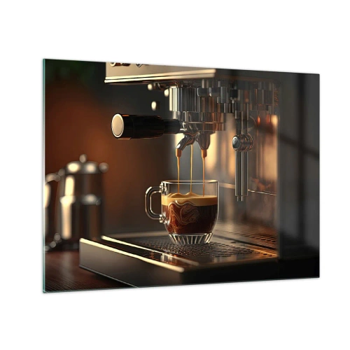 Glass picture - Espresso coffee in a glass with foam - 70x50cm - Sensual Mixture - Modern wall decoration for the living room and bedroom ARTTOR