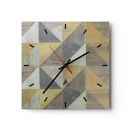 Wall clock - Clock on glass - The Art. of Triangles - 40x40 cm