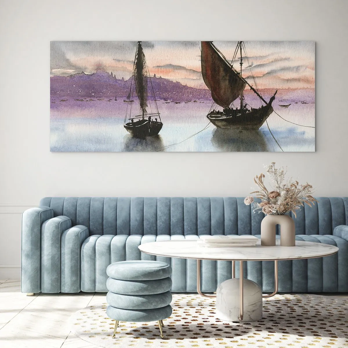 Glass picture - Evening at the Port - 160x50 cm