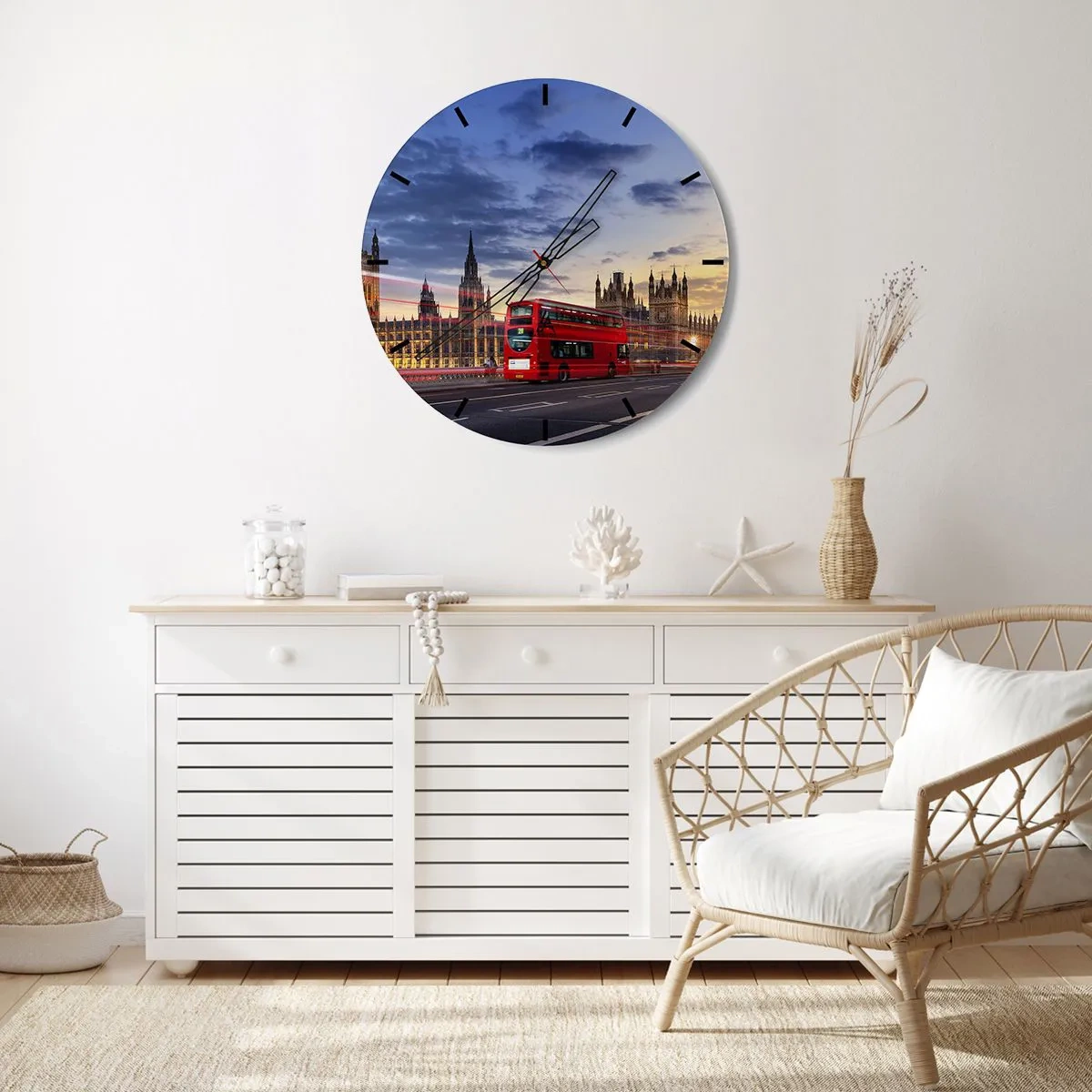 Wall clock - Clock on glass - Characteristic Landmarks - 40x40 cm