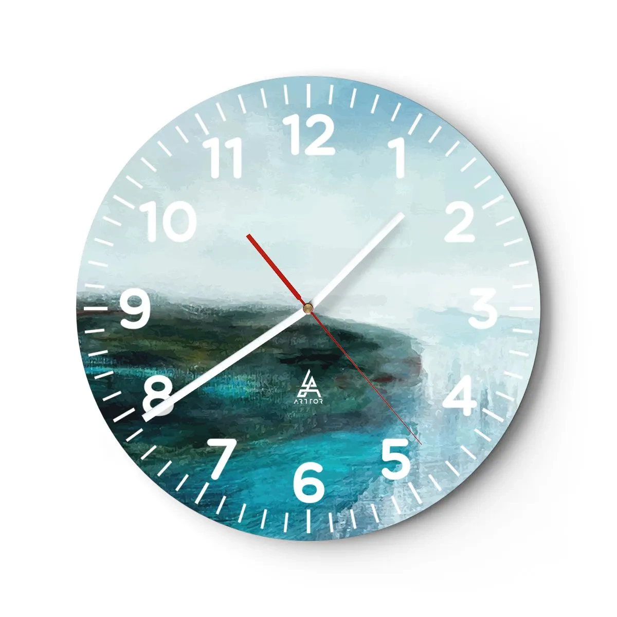 Wall clock - Clock on glass - Marine Abstract - 30x30 cm