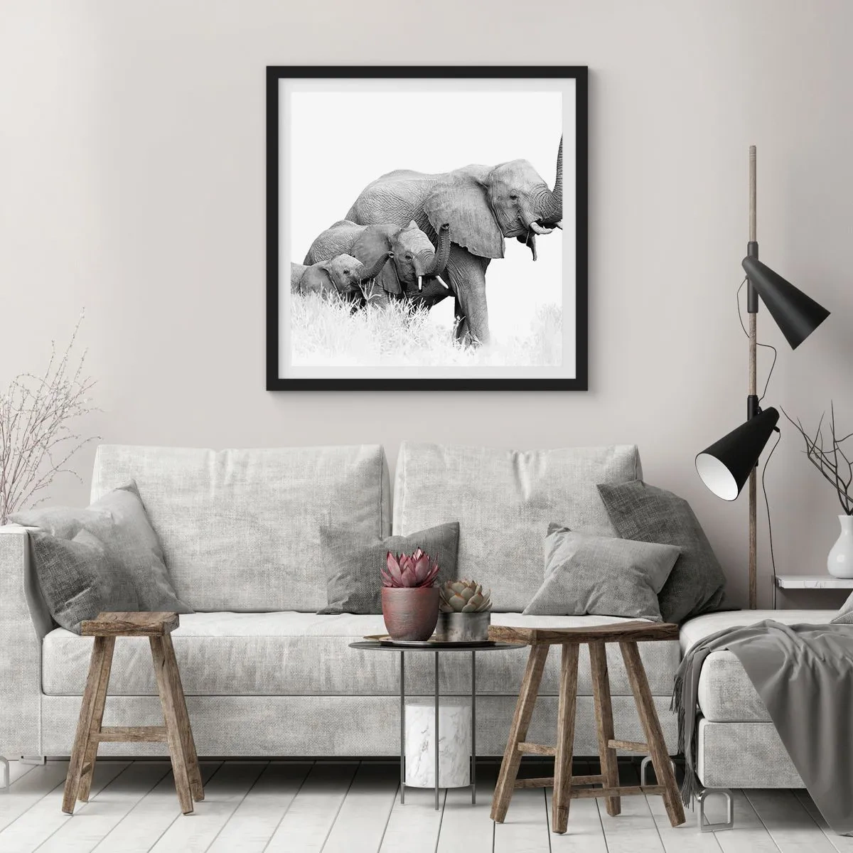 Poster in black frame - One, Two, Three - 60x60 cm