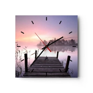 Wall clock - Clock on glass - Out from a Lilac Fog… - 30x30 cm