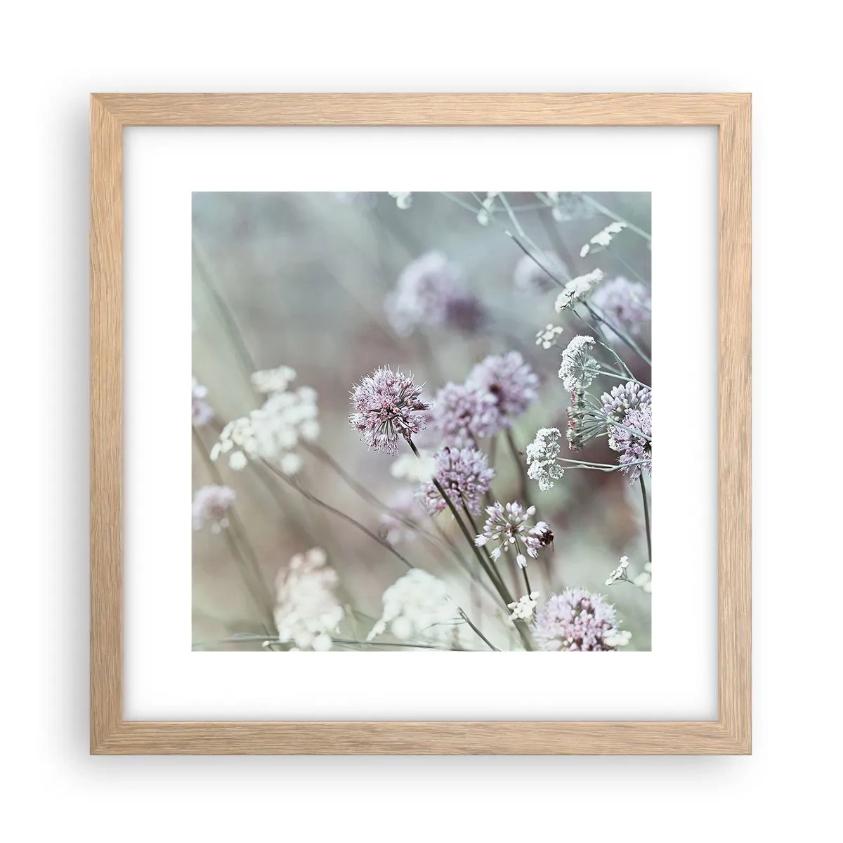 Poster in light oak frame - Sweet Filigrees of Herbs - 30x30 cm