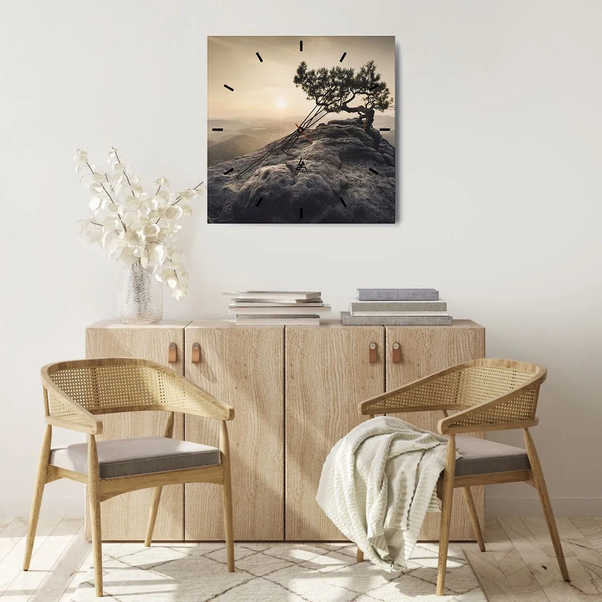 Wall clock - Clock on glass - Life Always Wins - 40x40 cm