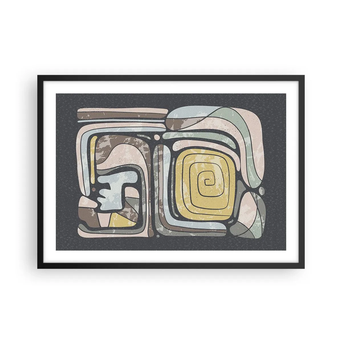 Poster in black frame - Abstract in Precolumbian Style - 70x50 cm