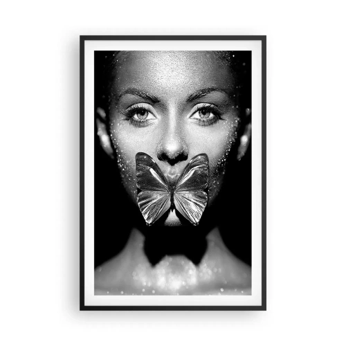 Poster in black frame - Butterfly Kiss - 61x91 cm