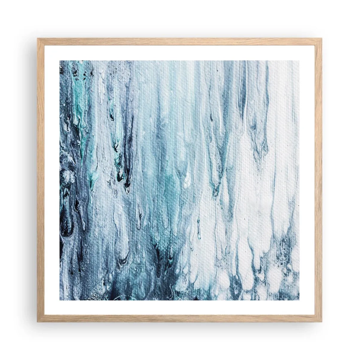 Poster in light oak frame - Blue Icicles - 60x60 cm
