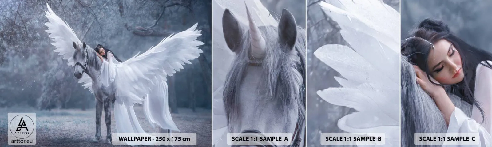 Photo Wallpaper Sample Standard Eco - Inspired Moment - Abstraction, Horse, Woman - 100x30 cm