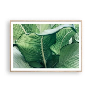 Poster in light oak frame - Life in Intense Green Colour - 100x70 cm