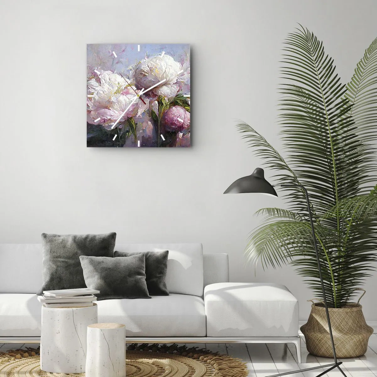 Wall clock - Clock on glass - Bouquet Bubbling with Life - 40x40 cm