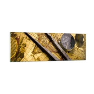 Glass picture - With a Compass through the Seas - 90x30 cm