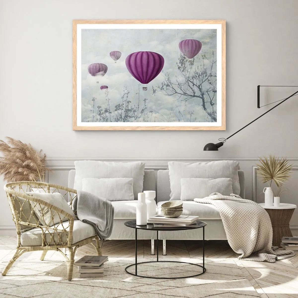 Poster in light oak frame - Like Ships in the Sky - 100x70 cm