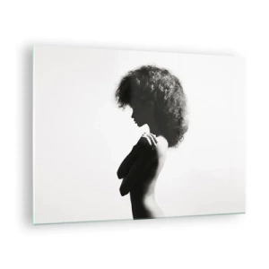 Glass picture - Female nude in contrasting black and white light - 70x50cm - Like a Flower on a Thin Stem - Modern wall decoration for the living room and bedroom ARTTOR