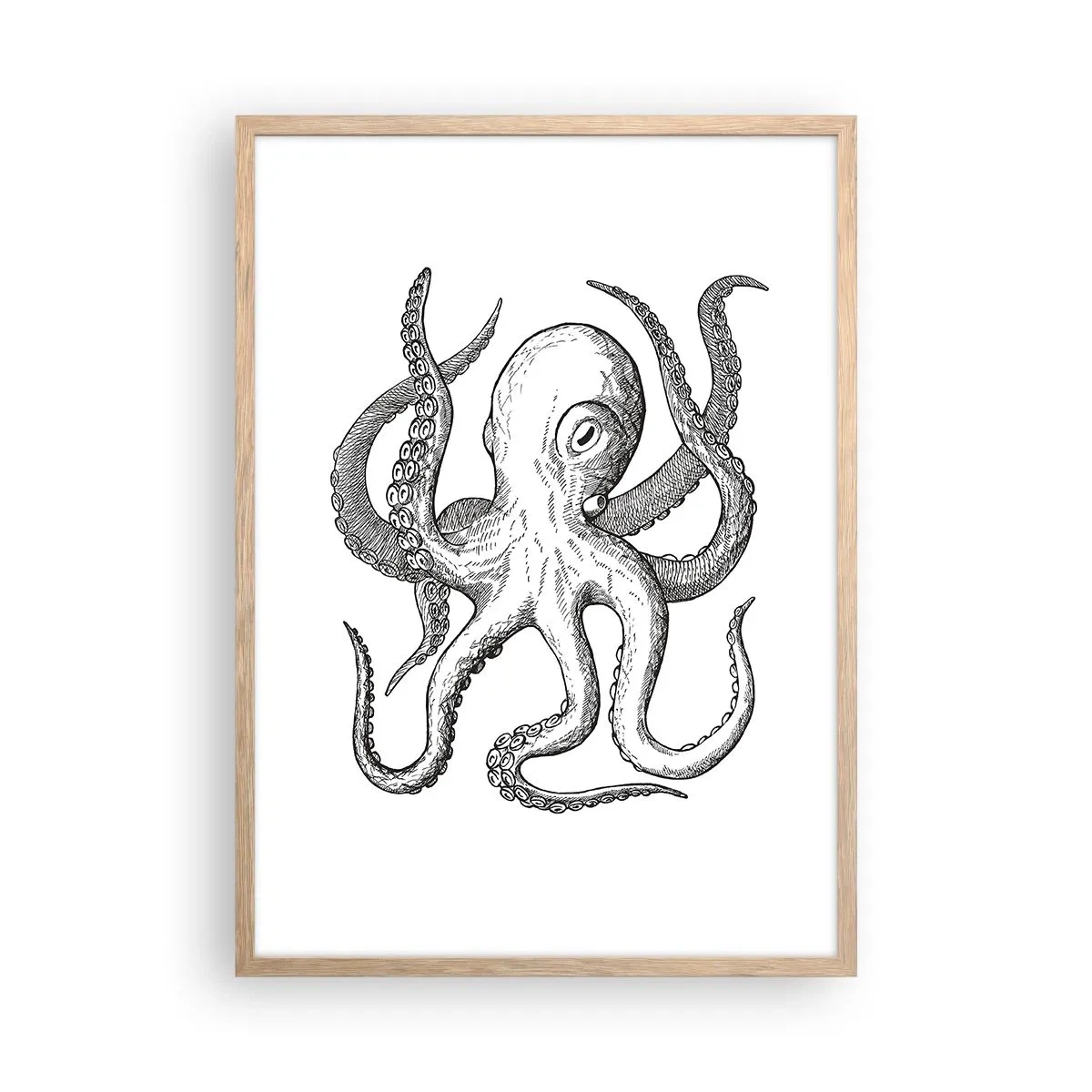 Poster in light oak frame - Dancing with the Waves - 50x70 cm
