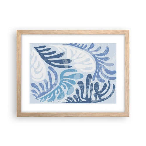 Poster in light oak frame - Blue Ferns - 40x30 cm