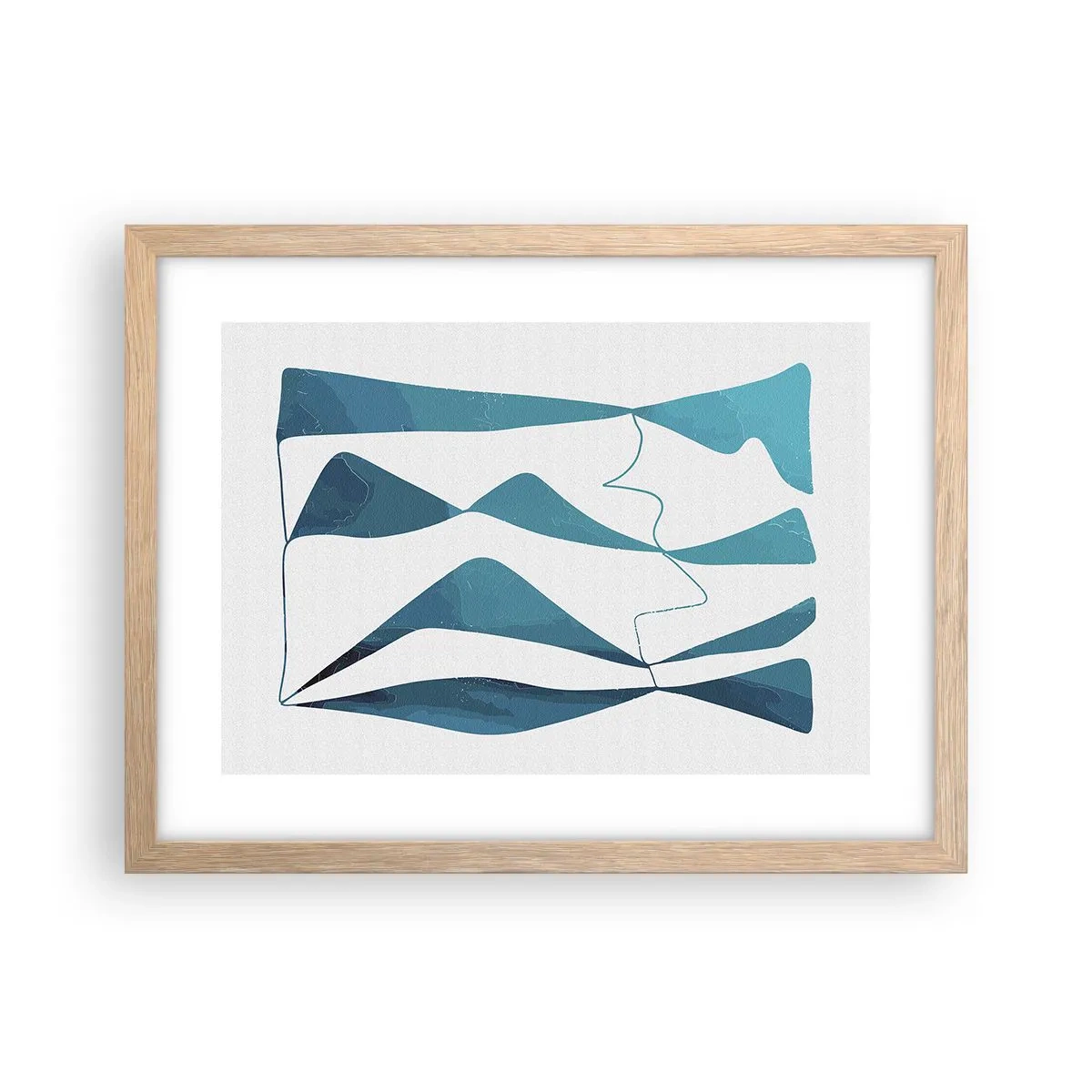 Poster in light oak frame - Abstract: Turquoise Relation - 40x30 cm
