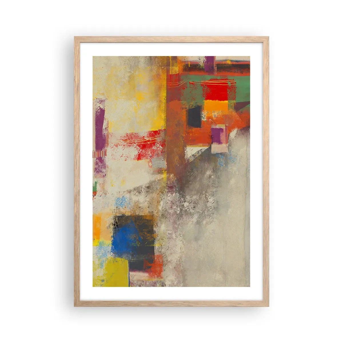 Poster in light oak frame - Geometry of Colours - 50x70 cm