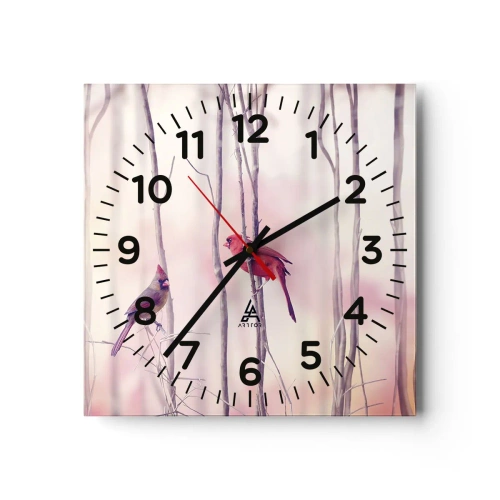 Wall clock - Clock on glass - Tale of a Pink Forest - 40x40 cm