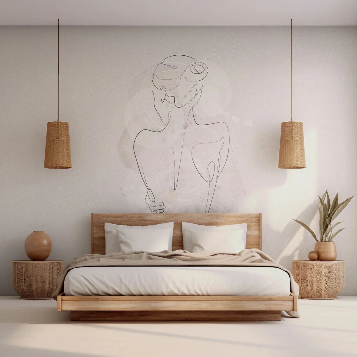Photo Wallpaper Premium Sand - Like a Sensitive Instrument - Woman, Body, Graphics - 350x256 cm