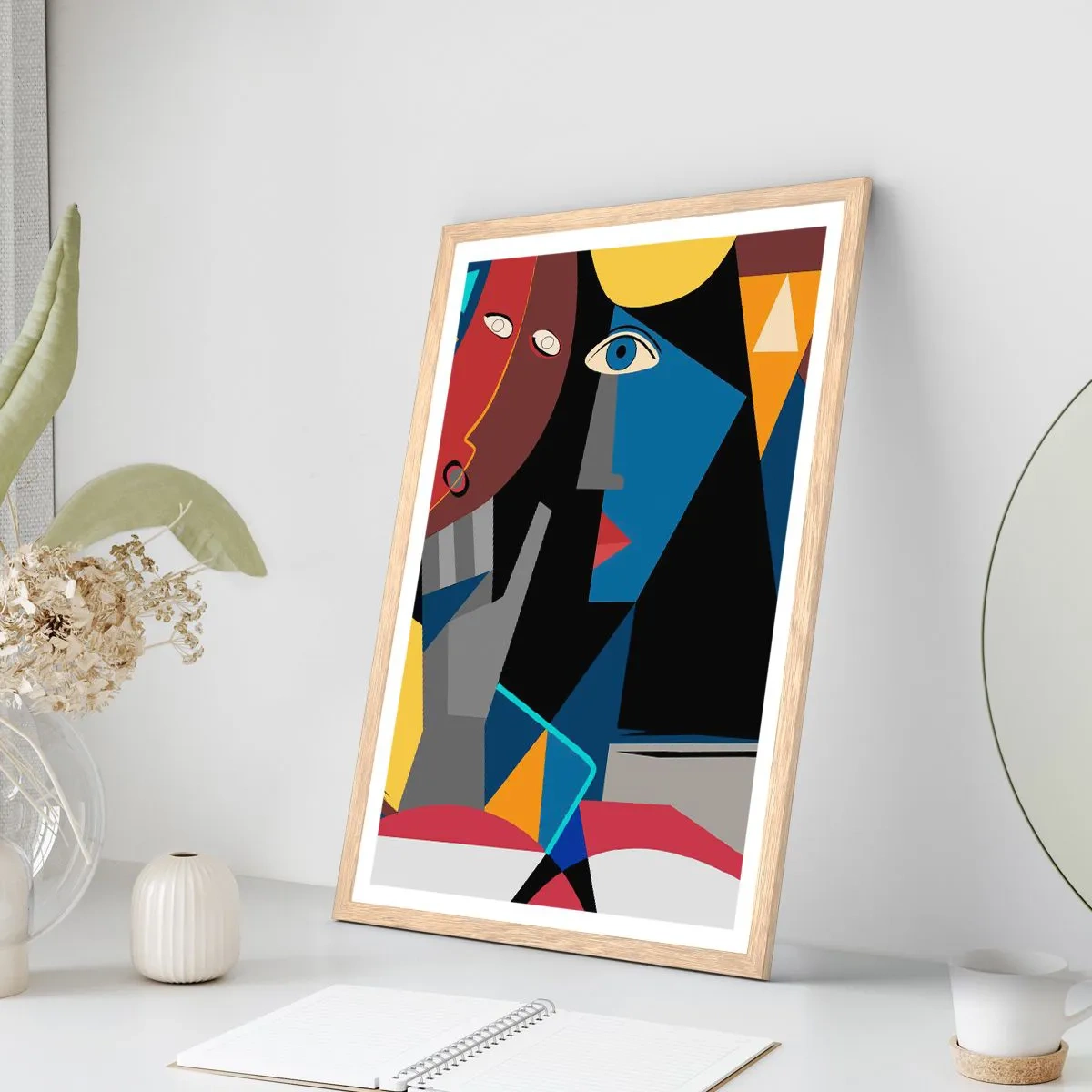 Poster in light oak frame - Conversation of Cubists - 30x40 cm