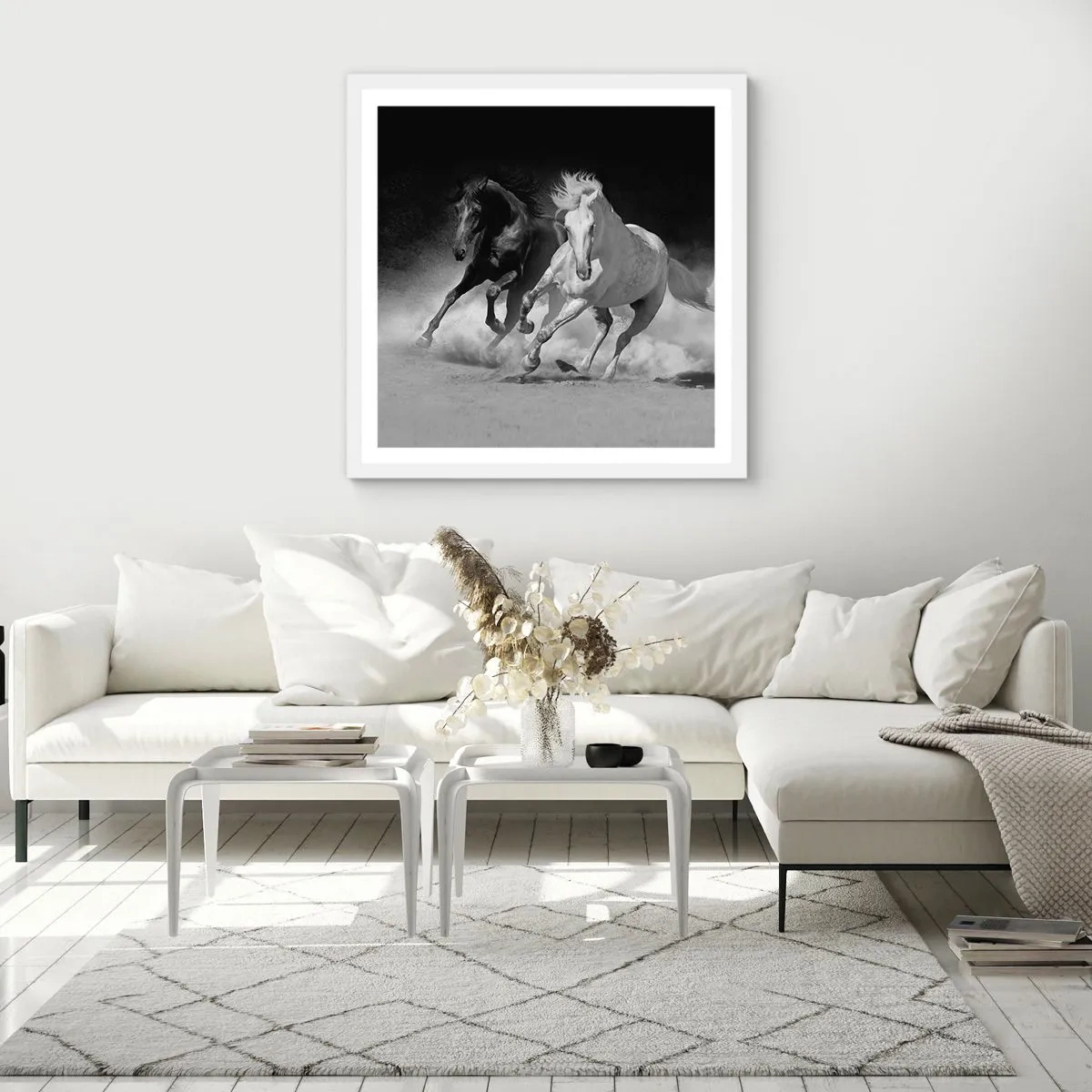 Poster in white frmae - Gallop of Freedom - 60x60 cm