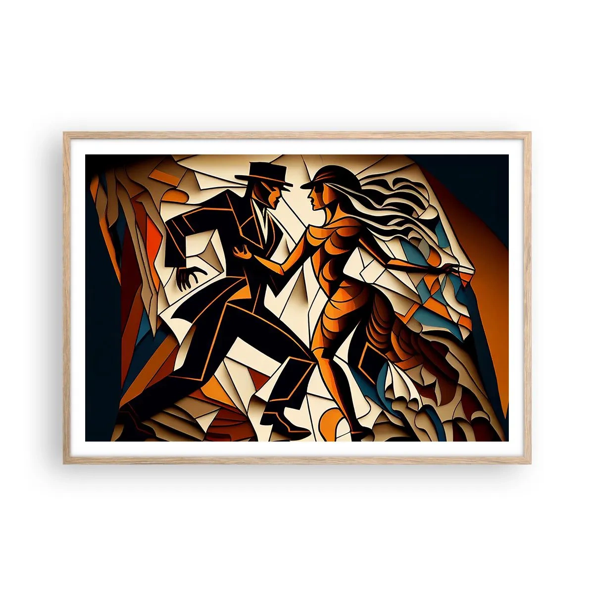 Poster in light oak frame - Dance of Passion - 100x70 cm