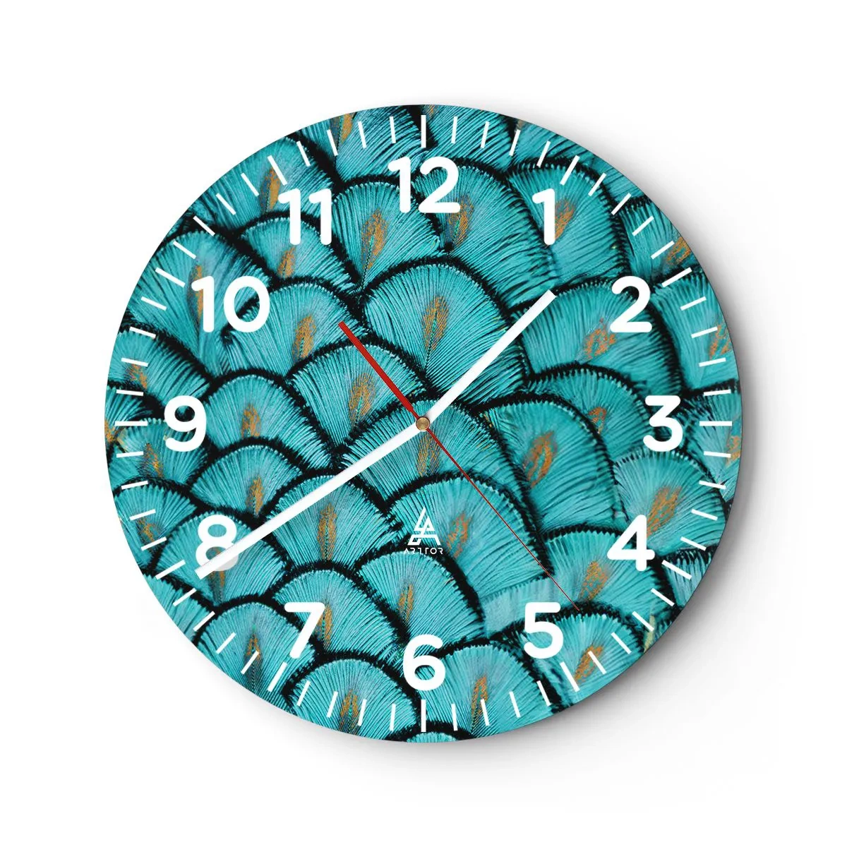 Wall clock - Clock on glass - Great Feather Gala - 40x40 cm