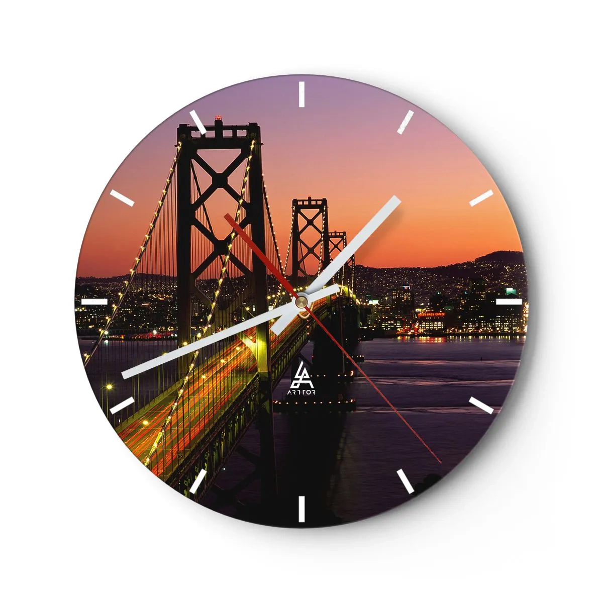 Wall clock - Clock on glass - Evening in Purple - 40x40 cm