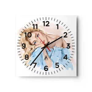 Wall clock - Clock on glass - Dreamy in Blue - 30x30 cm