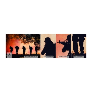 Photo Wallpaper Sample Premium Canvas - ...All for One - Soldier, Weapon, Rifle - 100x30 cm