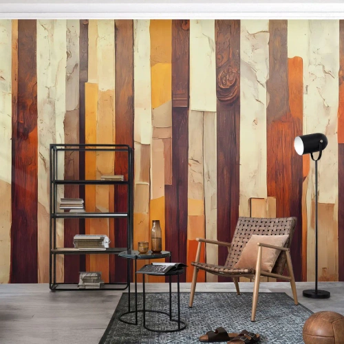 Photo Wallpaper Premium Sand - Anthem of Forest Birds - Piece, Abstraction, Belts - 200x140 cm