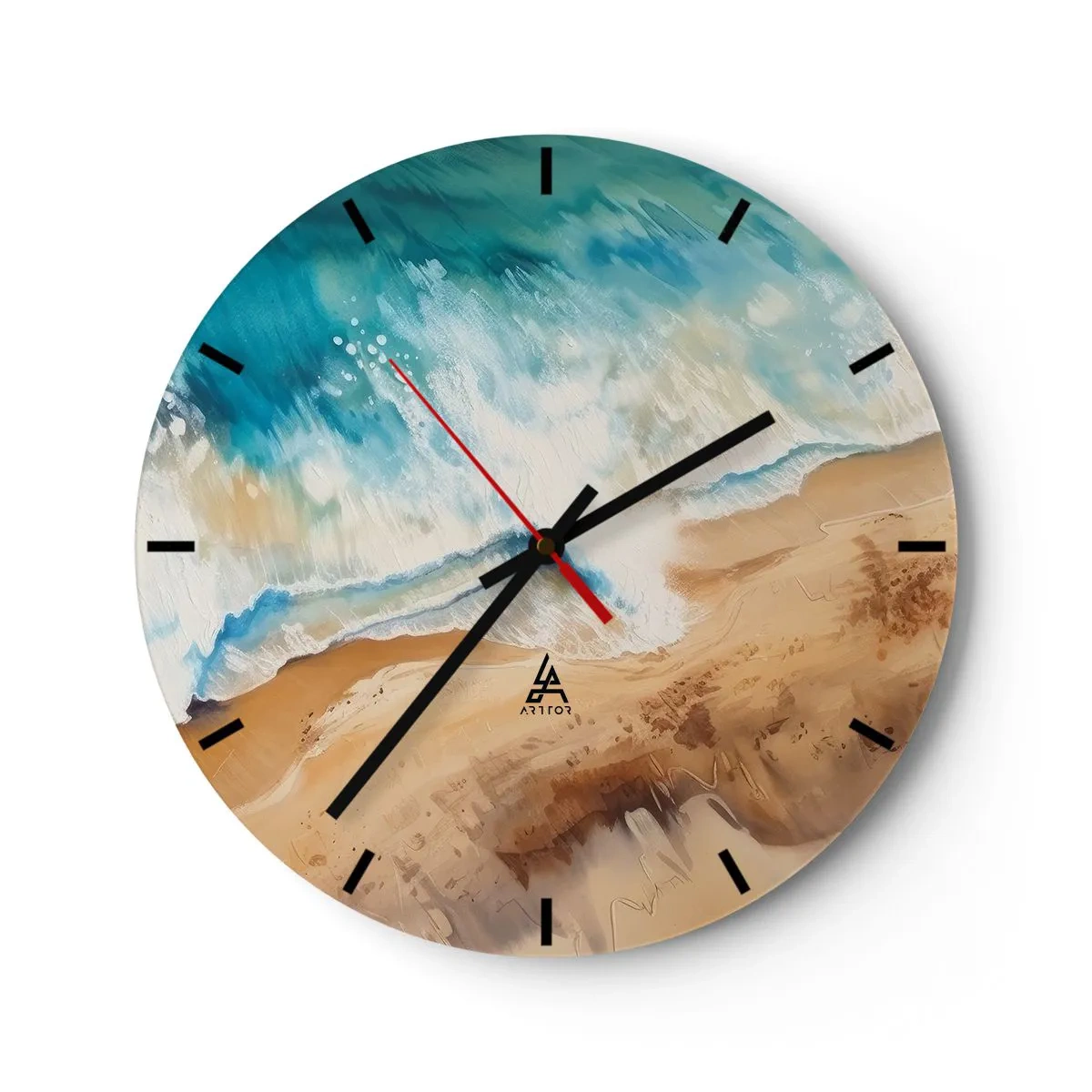 Wall clock - Clock on glass - Returning Wave - 40x40 cm