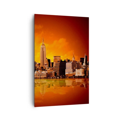 Canvas picture - Big City Panorama in Brown and Yellow - 80x120 cm