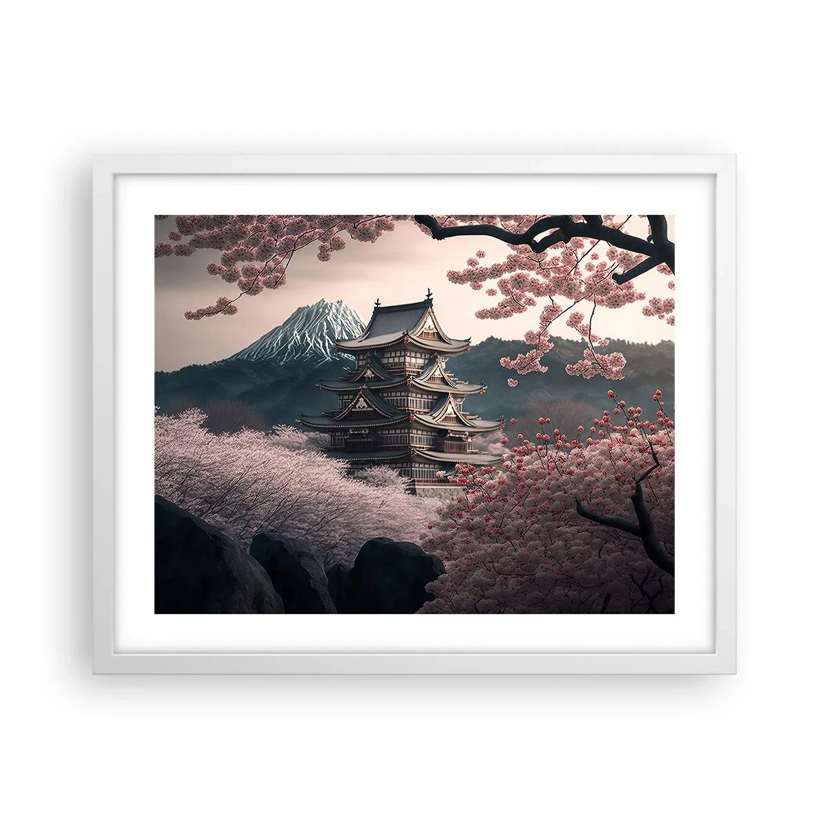 Poster in white frmae - Land of Cherry Blossoms - 50x40 cm