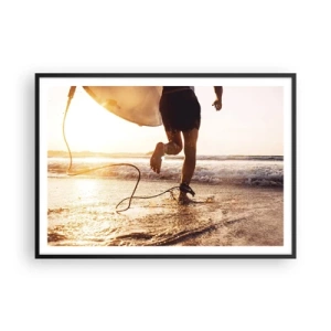 Poster in black frame - Encounter with a Wave - 100x70 cm