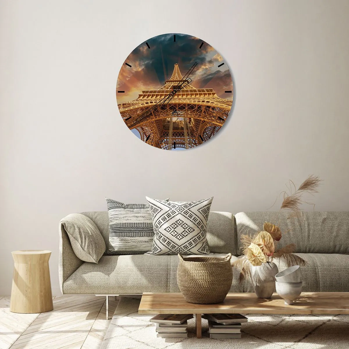 Wall clock - Clock on glass - Man Has Reached the Clouds - 30x30 cm