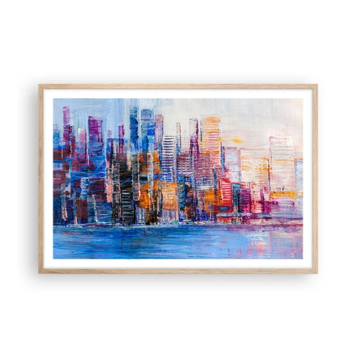 Poster in light oak frame - Joyful Metropolis - 91x61 cm