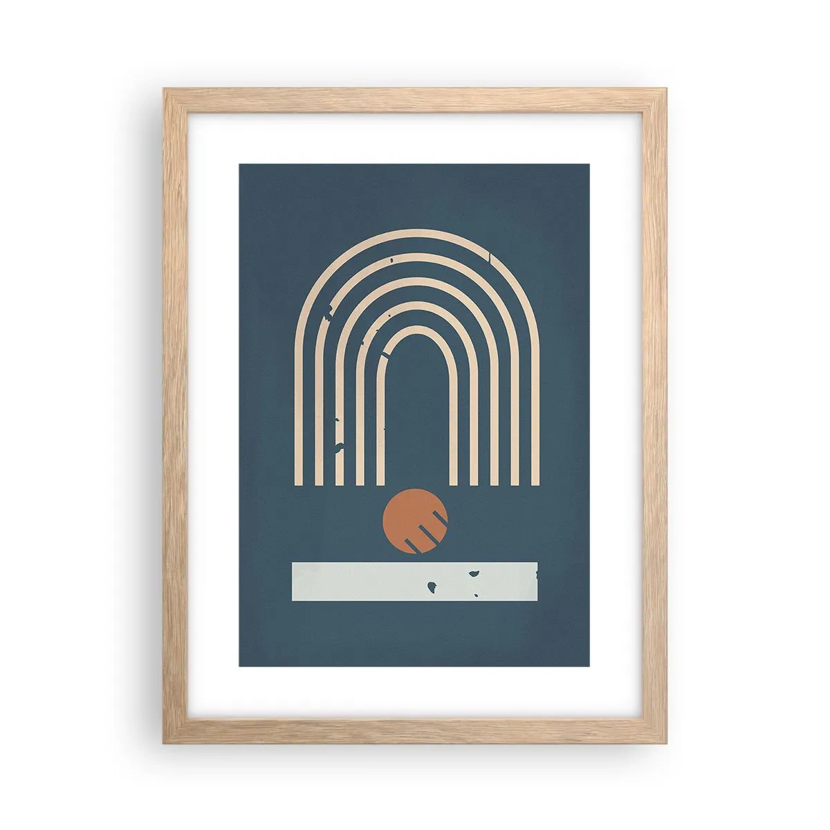 Poster in light oak frame - Geometry on Navy Blue - 30x40 cm