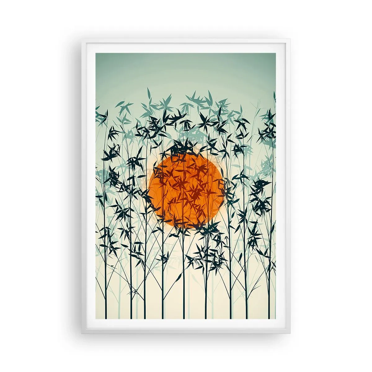 Poster in white frmae - Japanese Sun - 70x100 cm