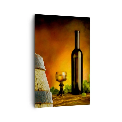 Canvas picture - Still Life with a Bottle of Wine and a Bunch of Grapes - 80x120 cm